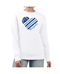 G-iii 4Her by Carl Banks Women's White Kansas City Royals Heart Logo Fleece Pullover Sweatshirt