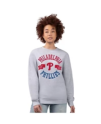 G-iii 4Her by Carl Banks Women's Heather Gray Philadelphia Phillies Team Logo Fleece Pullover Sweatshirt