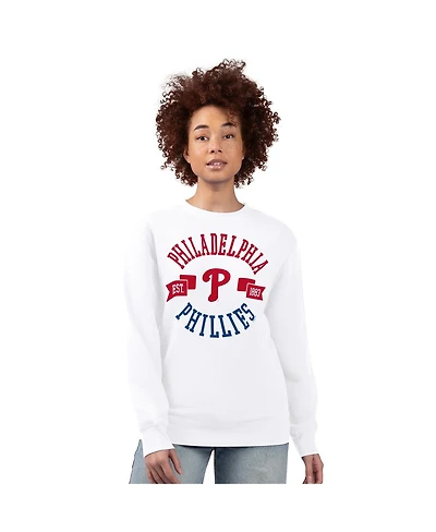 G-iii 4Her by Carl Banks Women's White Philadelphia Phillies Team Logo Fleece Pullover Sweatshirt
