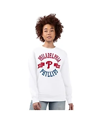 G-iii 4Her by Carl Banks Women's White Philadelphia Phillies Team Logo Fleece Pullover Sweatshirt