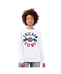 G-iii 4Her by Carl Banks Women's White Chicago Cubs Team Logo Fleece Pullover Sweatshirt