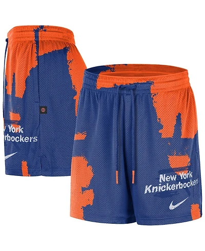Nike Men's Blue/Orange New York Knicks Courtside Club Dri-fit Practice Shorts