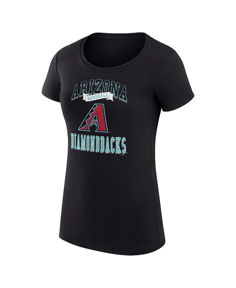 G-iii 4Her by Carl Banks Women's Black Arizona Diamondbacks Super-Slim Fit Lightweight Team Logo Graphic T-Shirt