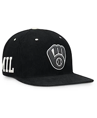 Nike Men's Black Milwaukee Brewers Pro Corduroy Structured Snapback Hat