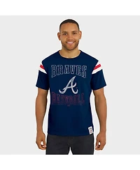 Darius Rucker Collection By Fanatics Men's Navy Atlanta Braves Distressed Sleeve Stripe T-Shirt