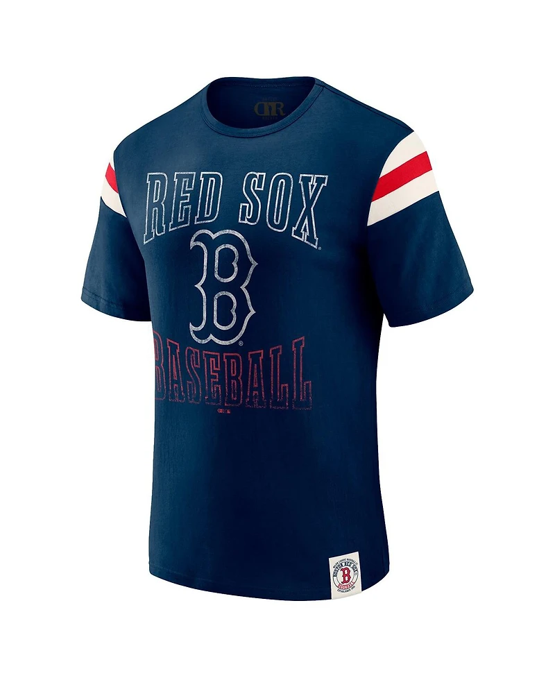 Darius Rucker Collection By Fanatics Men's Navy Boston Red Sox Distressed Sleeve Stripe T-Shirt