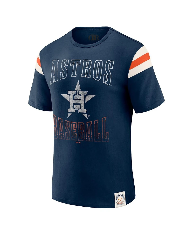 Darius Rucker Collection By Fanatics Men's Navy Houston Astros Distressed Sleeve Stripe T-Shirt