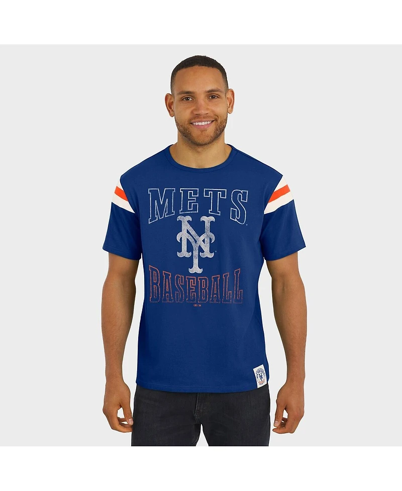 Darius Rucker Collection By Fanatics Men's Royal New York Mets Distressed Sleeve Stripe T-Shirt