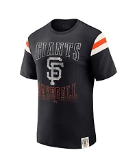 Darius Rucker Collection By Fanatics Men's Black San Francisco Giants Distressed Sleeve Stripe T-Shirt