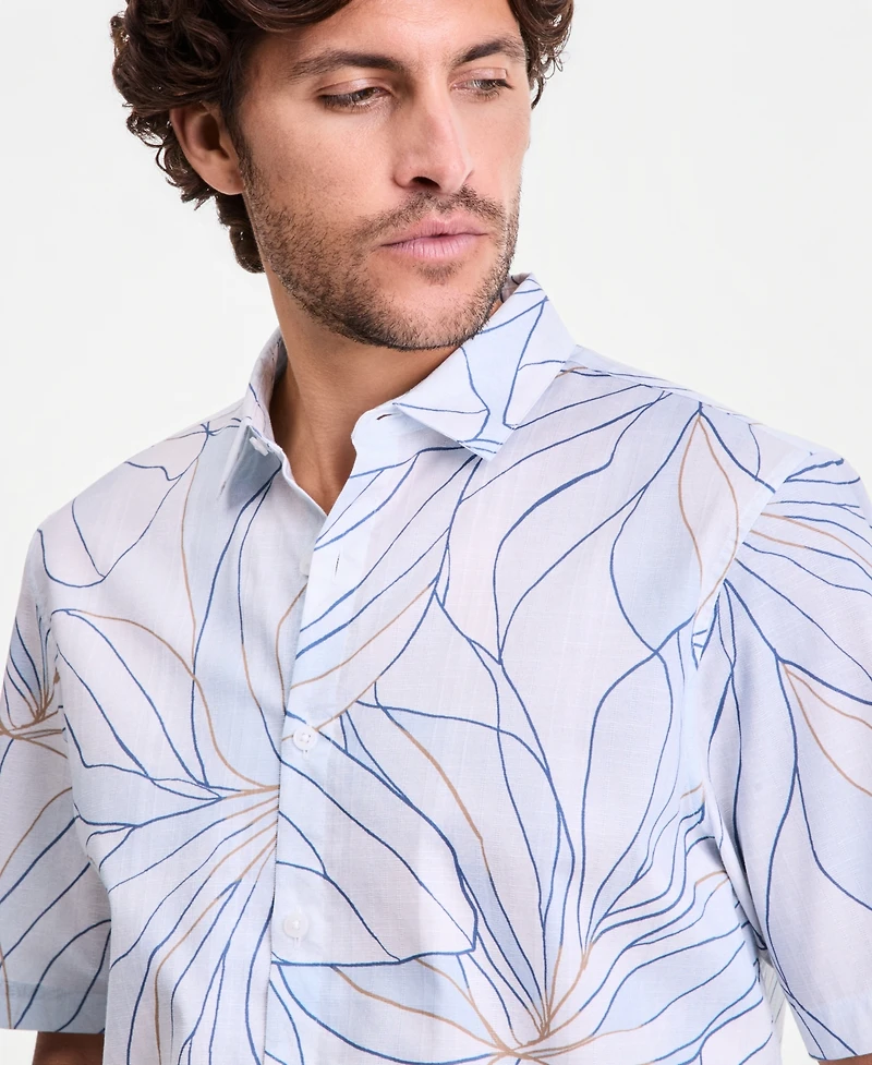 Alfani Men's Artist Floral-Print Short-Sleeve Shirt, Macy's Exclusive - Floral