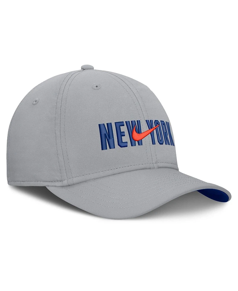 Nike Men's New Era Gray York Mets Primetime Dri-fit Rise Bozz Flex Hat