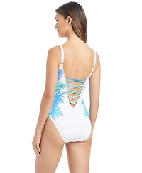 Bleu by Rod Beattie Women's Riviera Retreat Lace-Down One-Piece Swimsuit