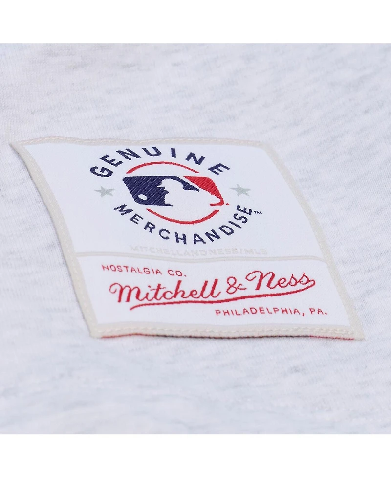 Mitchell & Ness Women's Heather Gray Chicago Cubs Script Cropped Boxy T-Shirt