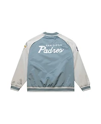 Mitchell Ness Men's Gray San Diego Padres Thunderstorm Head Coach Lightweight Satin Full-Snap Jacket