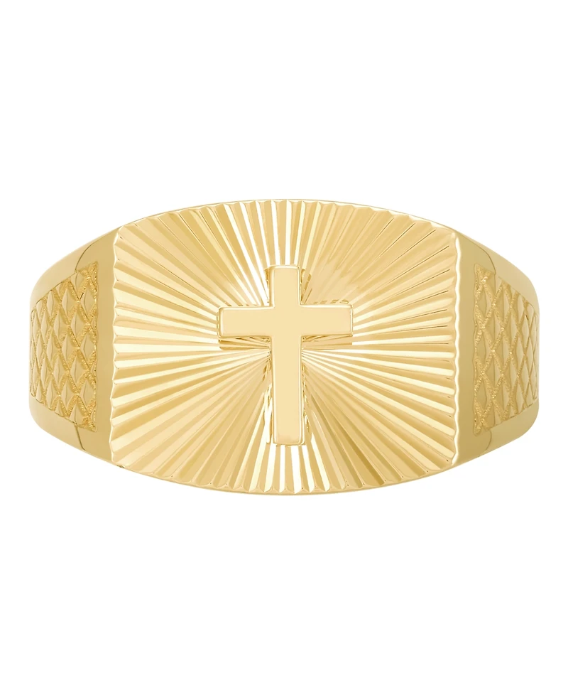 Macy's Cross Band Ring in 14k Yellow Gold Plated Sterling Silver