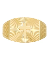 Macy's Cross Band Ring in 14k Yellow Gold Plated Sterling Silver
