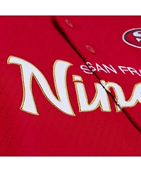 Mitchell & Ness Men's Scarlet San Francisco 49ers Head Coach Mesh Full-Button Fashion Jersey