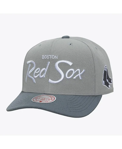 Mitchell & Ness Men's Gray Boston Red Sox Thunderstorm Head Coach Pro-Crown Adjustable Hat