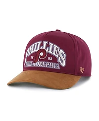 '47 Brand Men's Burgundy/Brown Philadelphia Phillies Cooperstown Break Wood Suede Hitch Adjustable Hat