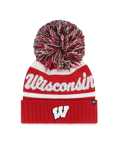 '47 Brand Women's Red Wisconsin Badgers Spirited Cuffed Knit Hat with Pom