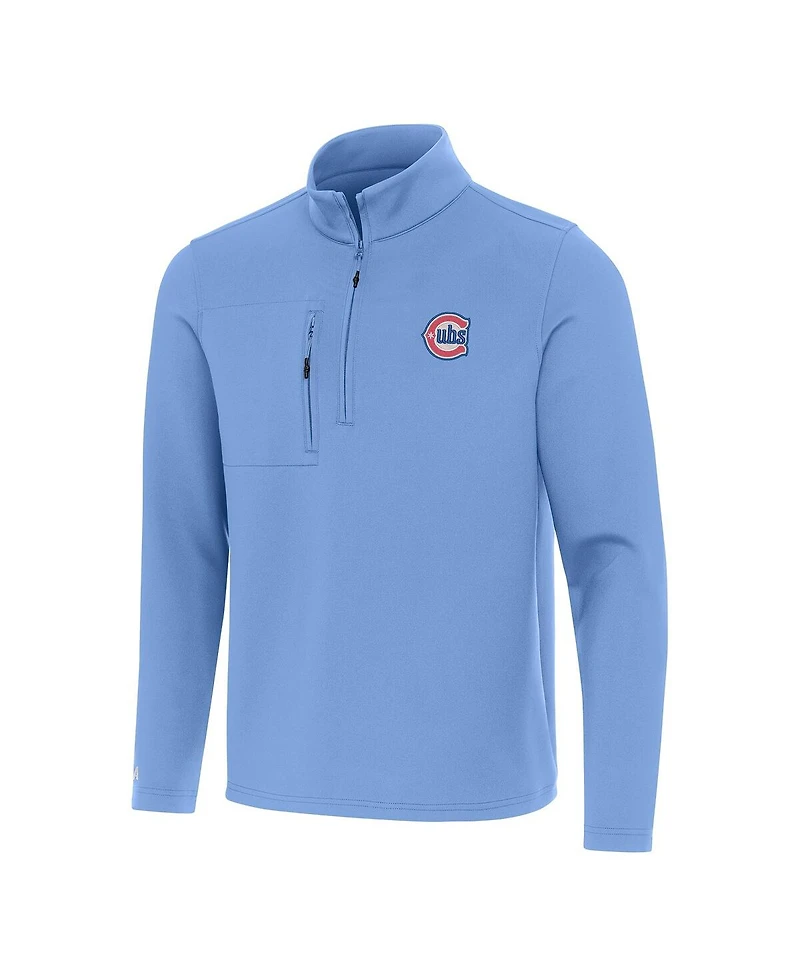 Antigua Men's Powder Blue Chicago Cubs Alternate Logo Insider Quarter-Zip Pullover Sweatshirt