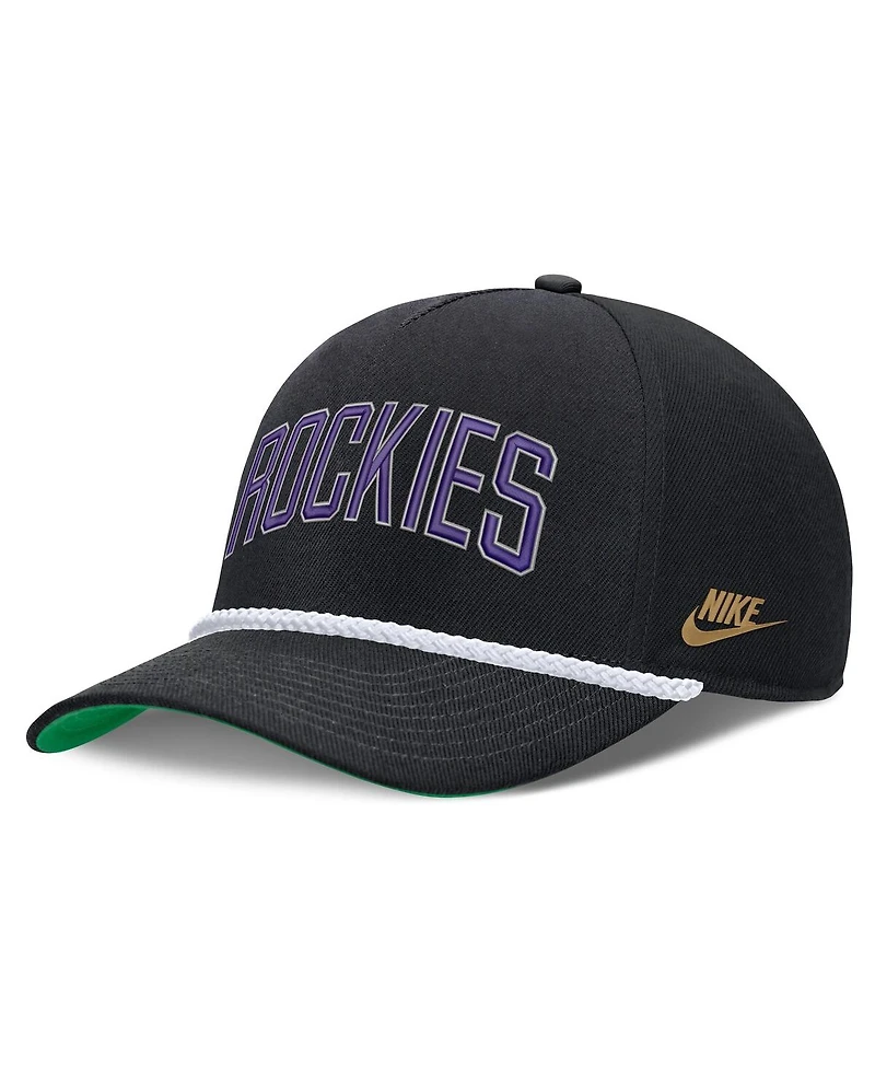 Nike Men's Black Colorado Rockies Cooperstown Collection Rise Adjustable Hat