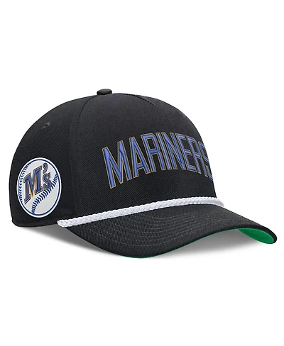 Nike Men's Black Seattle Mariners Cooperstown Collection Rise Adjustable Hat