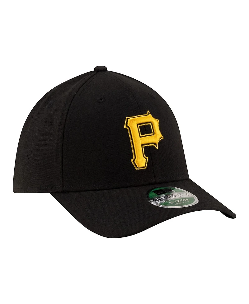 New Era Men's Black Pittsburgh Pirates Alternate Player Replica 39THIRTY M-Crown Flex Hat