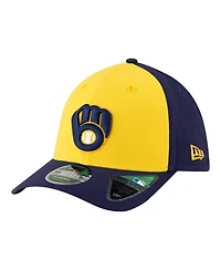New Era Men's Gold/Navy Milwaukee Brewers Player Replica 39THIRTY M-Crown Flex Hat