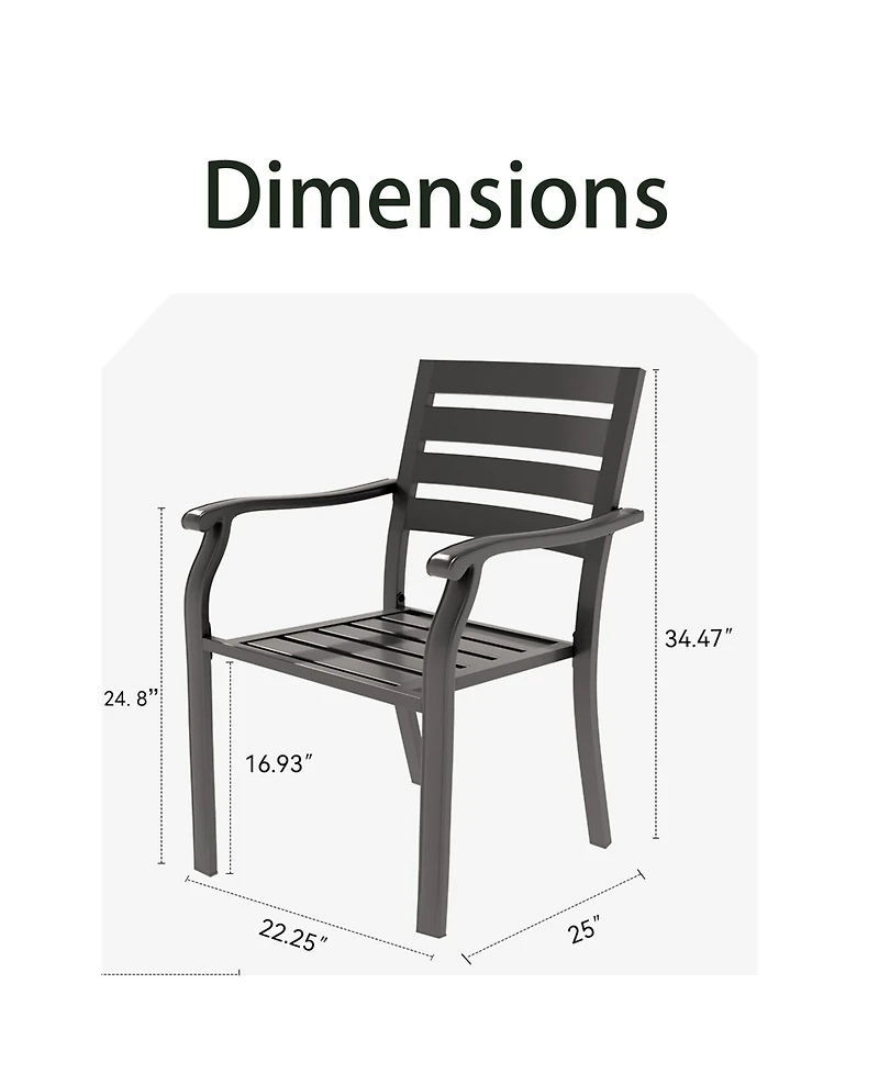 Mondawe 2-Piece Outdoor Dining Chair Set, Heavy-Duty Iron Frame with E-Coating, All-Weather Patio Chairs, Sandstone