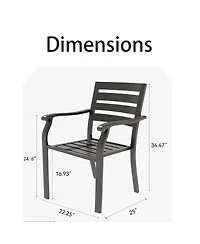 Mondawe 2-Piece Outdoor Dining Chair Set, Heavy-Duty Iron Frame with E-Coating, All-Weather Patio Chairs, Sandstone