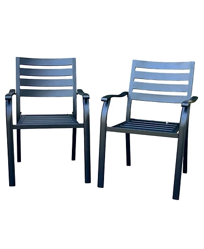 Mondawe 2-Piece Outdoor Dining Chair Set, Heavy-Duty Iron Frame with E-Coating, All-Weather Patio Chairs, Sandstone