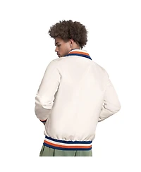 Starter Men's White New York Mets The Captain Cooperstown Logo Full-Zip Varsity Jacket