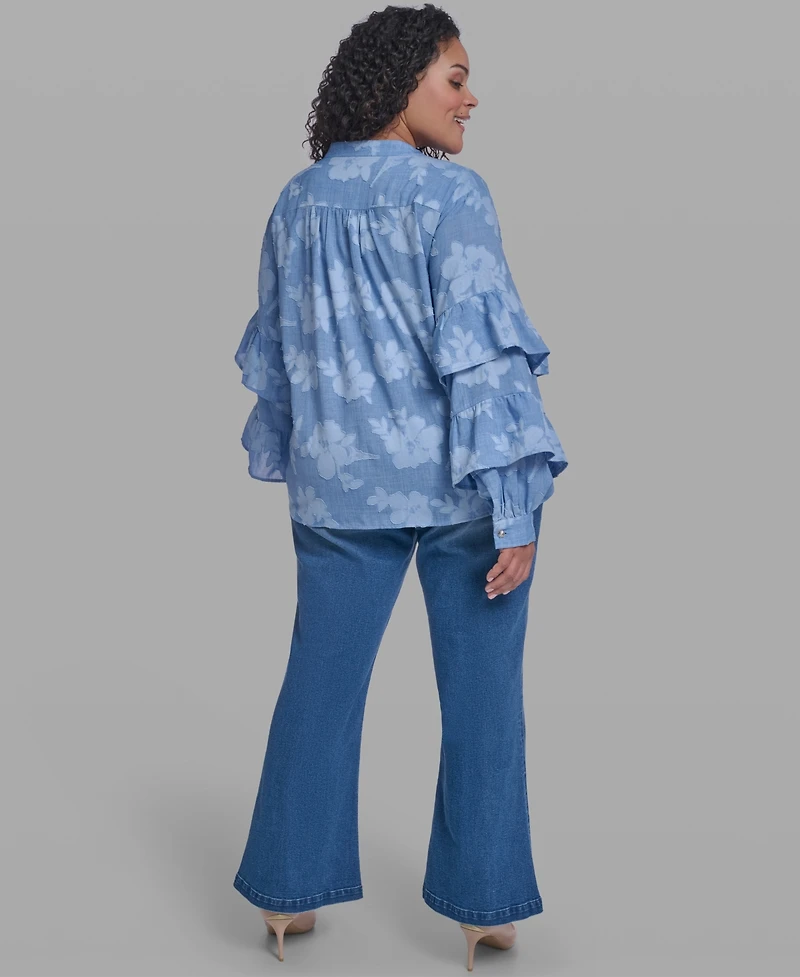 Karl Lagerfeld Paris Plus Mock Neck Tiered Blouse