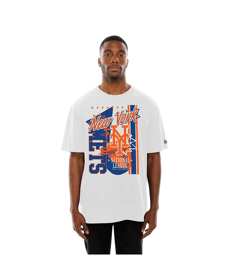New Era Men's White York Mets Big Graphic Domestic T-Shirt
