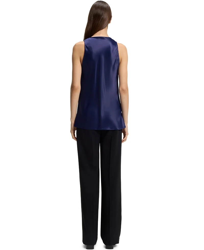 Boss by Hugo Women's Satin Draped Neckline Sleeveless Top