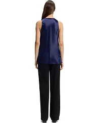 Boss by Hugo Women's Satin Draped Neckline Sleeveless Top