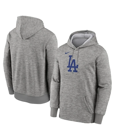 Nike Men's Heather Gray Los Angeles Dodgers Primary Logo Therma Hoodie
