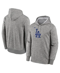 Nike Men's Heather Gray Los Angeles Dodgers Primary Logo Therma Hoodie