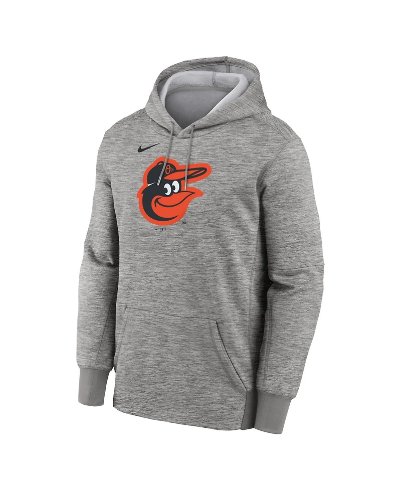 Nike Men's Heather Gray Baltimore Orioles Primary Logo Therma Hoodie