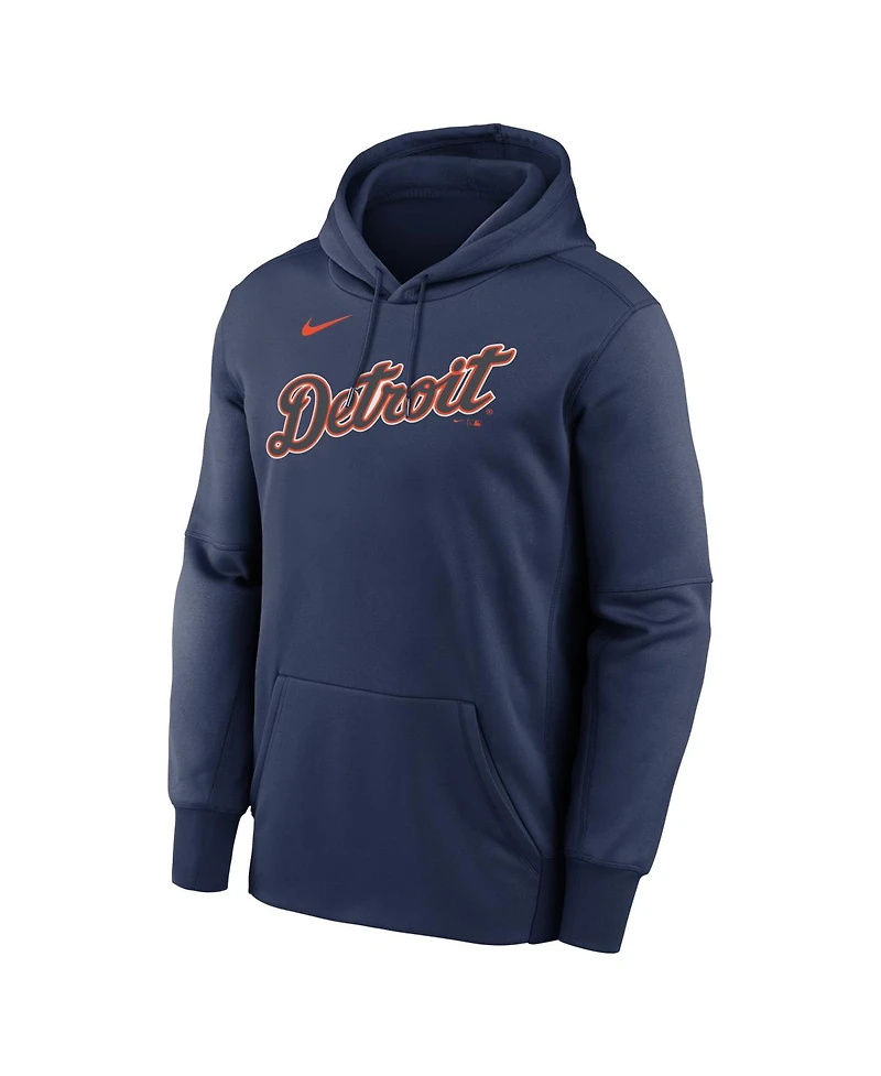 Nike Men's Navy Detroit Tigers Primary Wordmark Therma Hoodie