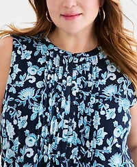 Style & Co Plus Pintucked Sleeveless Henley Dress, Macy's Exclusive