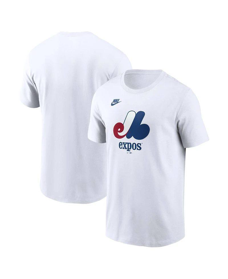 Nike Men's White Montreal Expos Cooperstown Collection Logo T-Shirt
