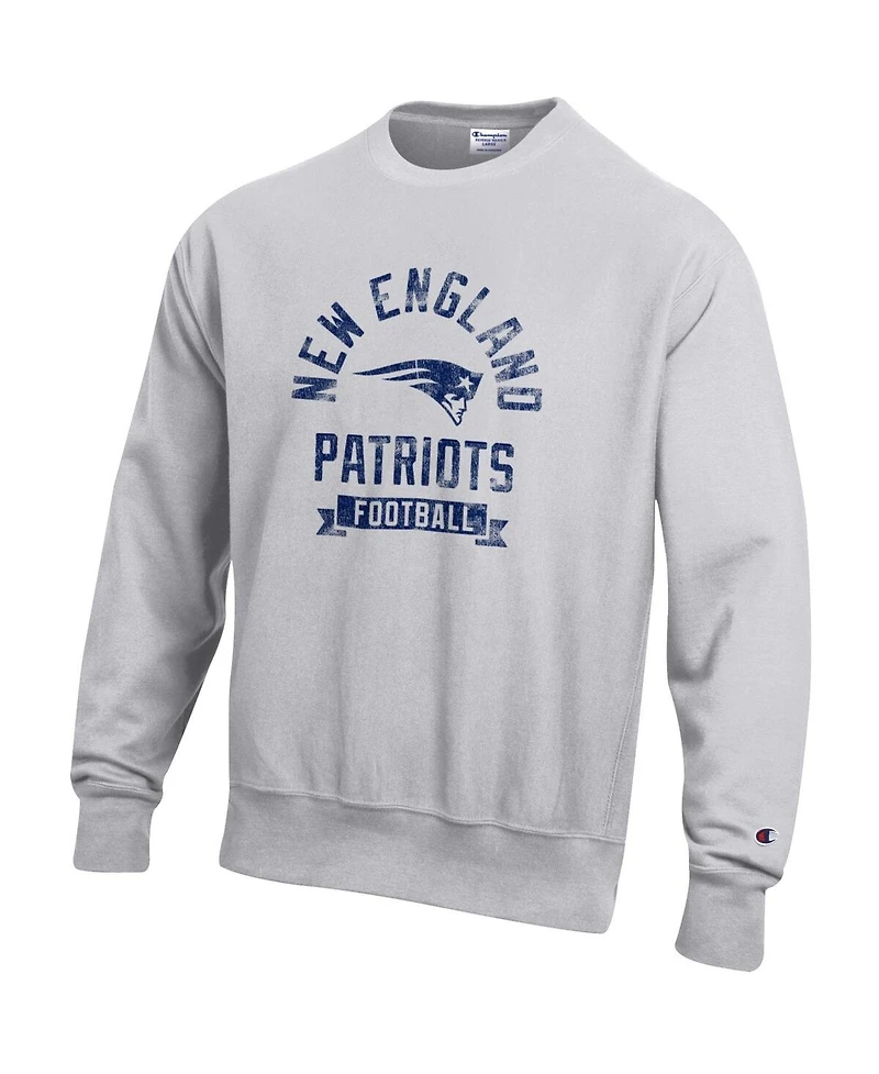 Champion Men's Heather Gray New England Patriots Reverse Weave Fleece Pullover Sweatshirt