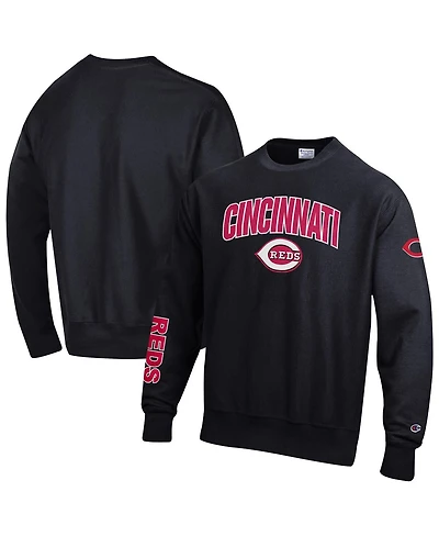 Champion Men's Black Cincinnati Reds Reverse Weave Chenille Sweatshirt