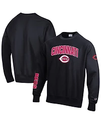 Champion Men's Black Cincinnati Reds Reverse Weave Chenille Sweatshirt