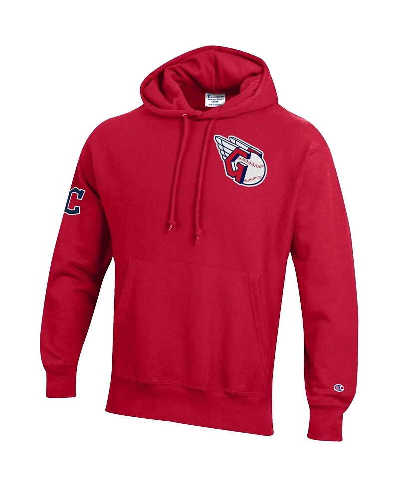 Champion Men's Scarlet Cleveland Guardians Reverse Weave Chenille Hoodie