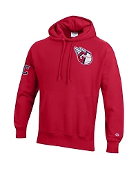 Champion Men's Scarlet Cleveland Guardians Reverse Weave Chenille Hoodie
