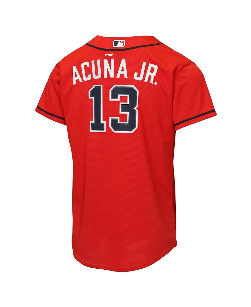 Nike Big Boys and Girls Ronald Acuna Jr. Red Atlanta Braves Alternate 2 Replica Jersey