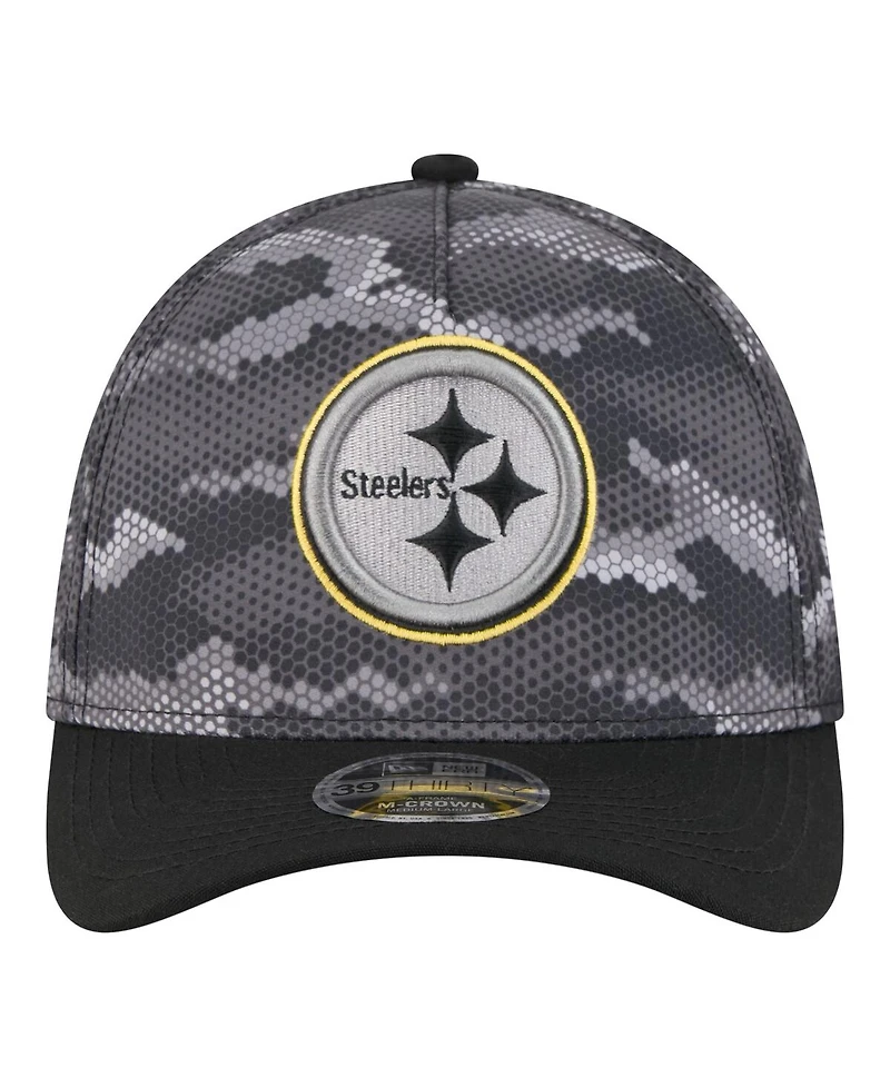 New Era Men's Black Pittsburgh Steelers Camo A-Frame 39THIRTY Flex Hat